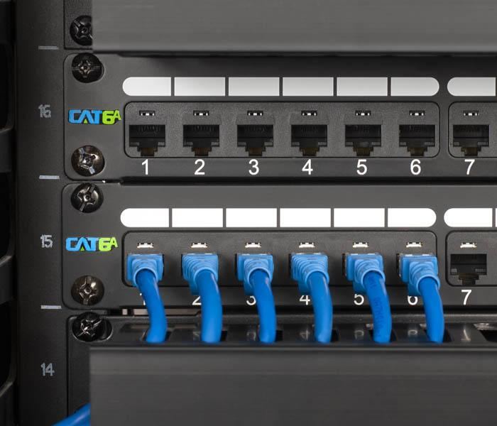 Labelled Cat6A patch panel